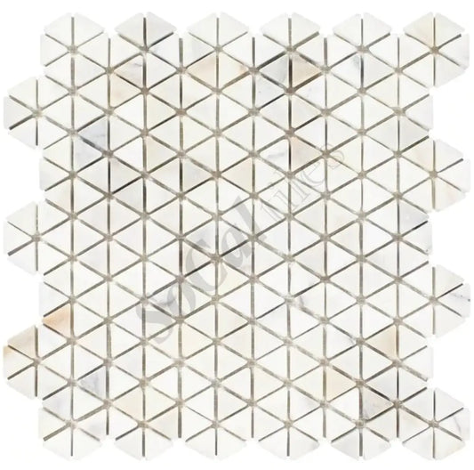 Calacatta Gold Marble Triangular Hexagon Mosaic Tumbled Wall Tile
