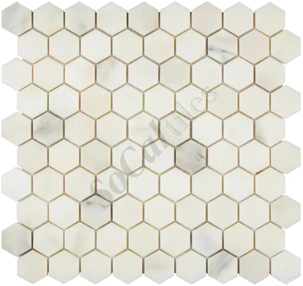 Calacatta Oliva Marble 1-1/4’’ X 1-1/4’’ Hexagon Mosaic Polished/Honed Backsplash Tile