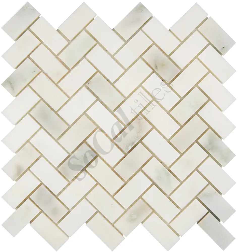 Calacatta Oliva Marble 1’’ X 2’’ Herringbone Mosaic Polished/Honed Backsplash Tile