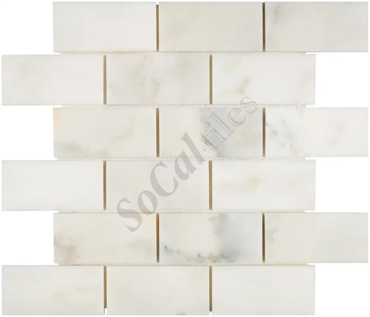 Calacatta Oliva Marble 2’’ X 4’’ Brick Mosaic Polished/Honed Backsplash Tile