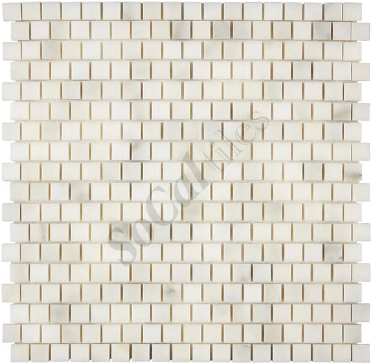 Calacatta Oliva Marble 5/8’’ X 5/8’’ Staggered Mosaic Polished/Honed Backsplash Tile