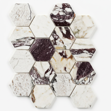 Calacatta Viola hexagon mosaic hero