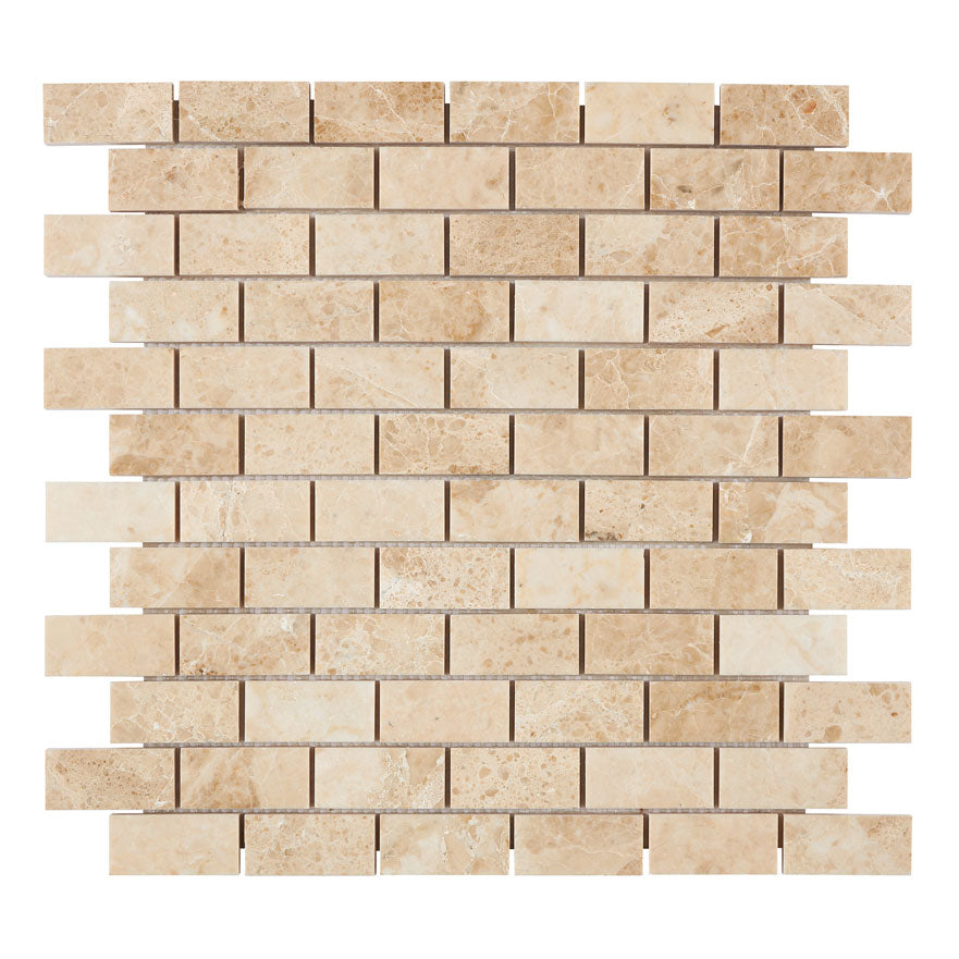 Cappuccino Marble 1’’ X 2’’ Brick Mosaic Backsplash Tile