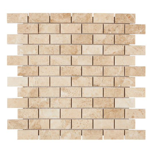 Cappuccino Marble 1’’ X 2’’ Brick Mosaic Backsplash Tile