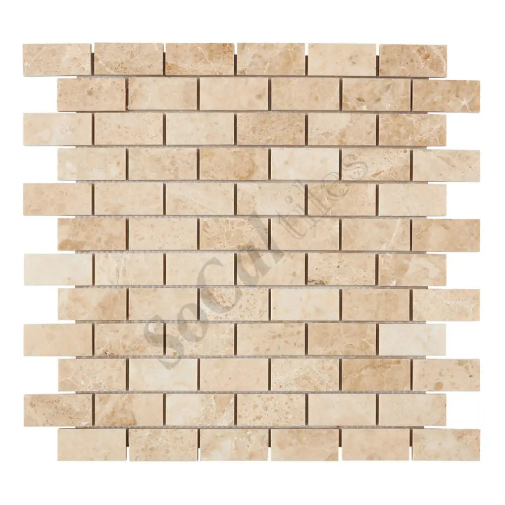 Cappuccino Marble 1’’ X 2’’ Brick Mosaic Backsplash Tile