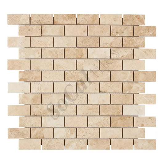 Cappuccino Marble 1’’ X 2’’ Brick Mosaic Backsplash Tile