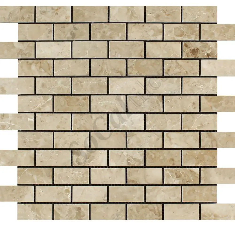 Cappuccino Marble 1’’ X 2’’ Brick Mosaic Backsplash Tile