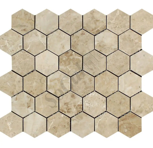 Cappuccino Marble 2’’ X 2’’ Hexagon Mosaic Backsplash Tile