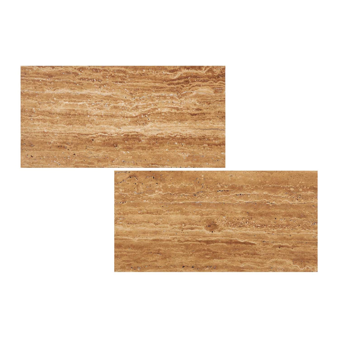 Noce Exotic Travertine Vein-Cut 6’’ X 12’’ Tile Brushed & Unfilled - Straight-Edged Wall Tile