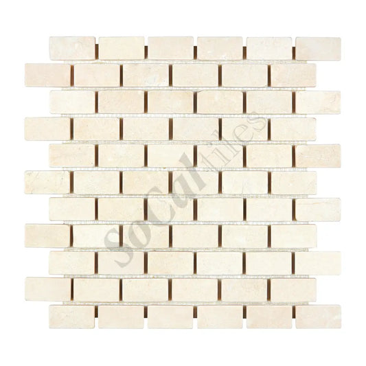 Crema Marfil Marble 1’’ X 2’’ Brick Mosaic Backsplash Tile