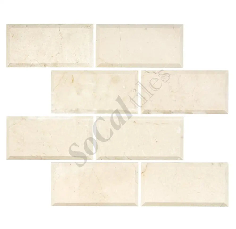 Crema Marfil Marble 3’’ X 6’’ Tile Deep-Beveled Wall Tile