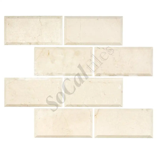 Crema Marfil Marble 3’’ X 6’’ Tile Deep-Beveled Wall Tile