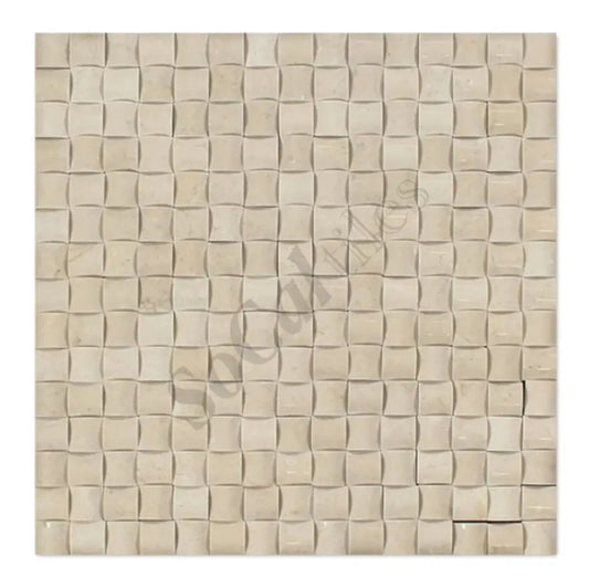 Crema Marfil Marble 3D Small-Bread Mosaic Backsplash Tile