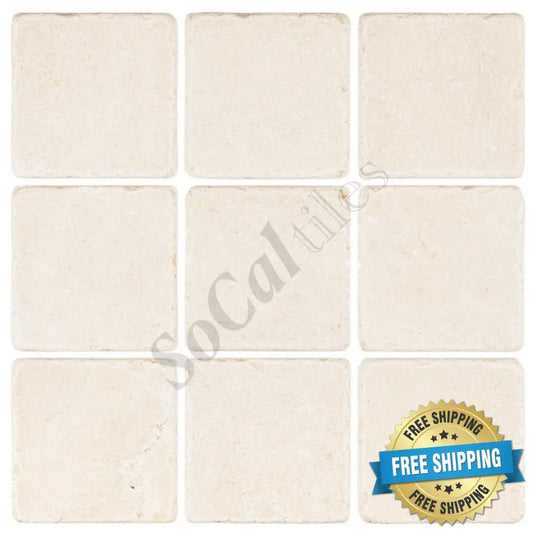 Crema Marfil Marble 4’’ X 4’’ Tile Wall Tile