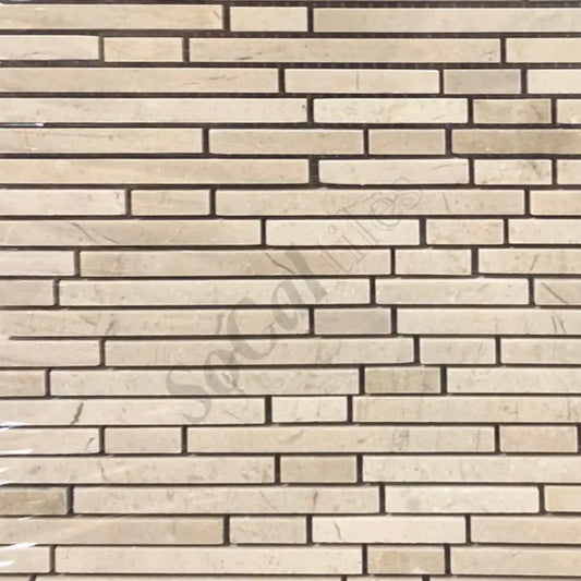 Crema Marfil Marble Bamboo Sticks Mosaic Backsplash Tile