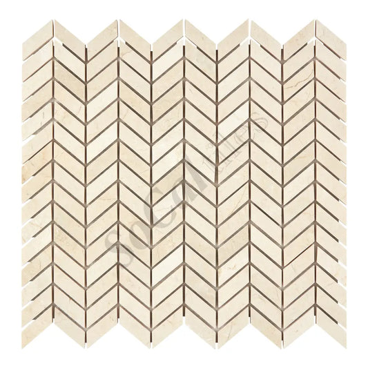 Crema Marfil Marble Chevron Mosaic Polished Backsplash Tile