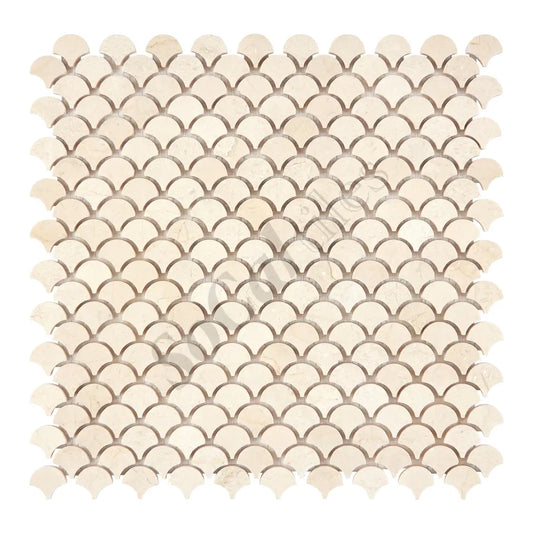 Crema Marfil Marble FAN (Raindrop) Mosaic Polished/Honed Backsplash Tile