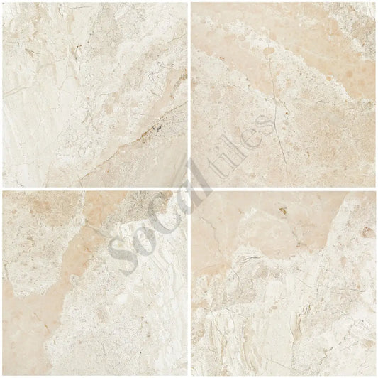 Diano Royal (Queen Beige) Marble 12’’ X 12’’ Tile Micro-Beveled Polished/Honed Wall Tile