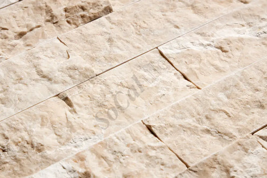 Diano Royal (Queen Beige) Marble 2’’ X 6’’ Brick Mosaic Split-Faced Wall Tile