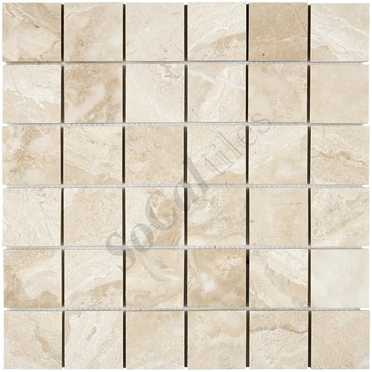Diano Royal (Queen Beige) Marble 2’’ X 2’’ Mosaic Polished Wall Tile