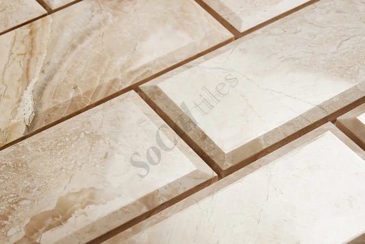 Diano Royal (Queen Beige) Marble 3’’ X 6’’ Tile Deep-Beveled Polished/Honed Wall Tile