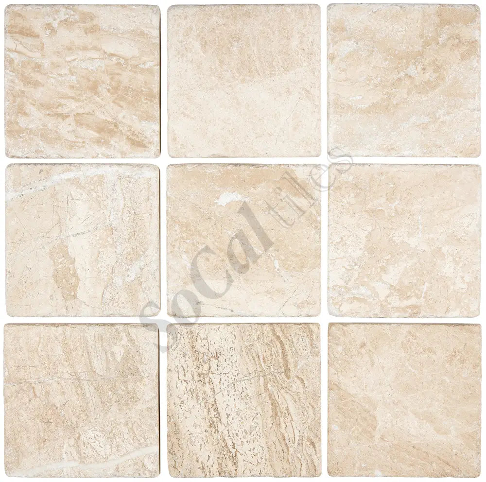 Diano Royal (Queen Beige) Marble 4’’ X 4’’ Tile Tumbled Wall Tile