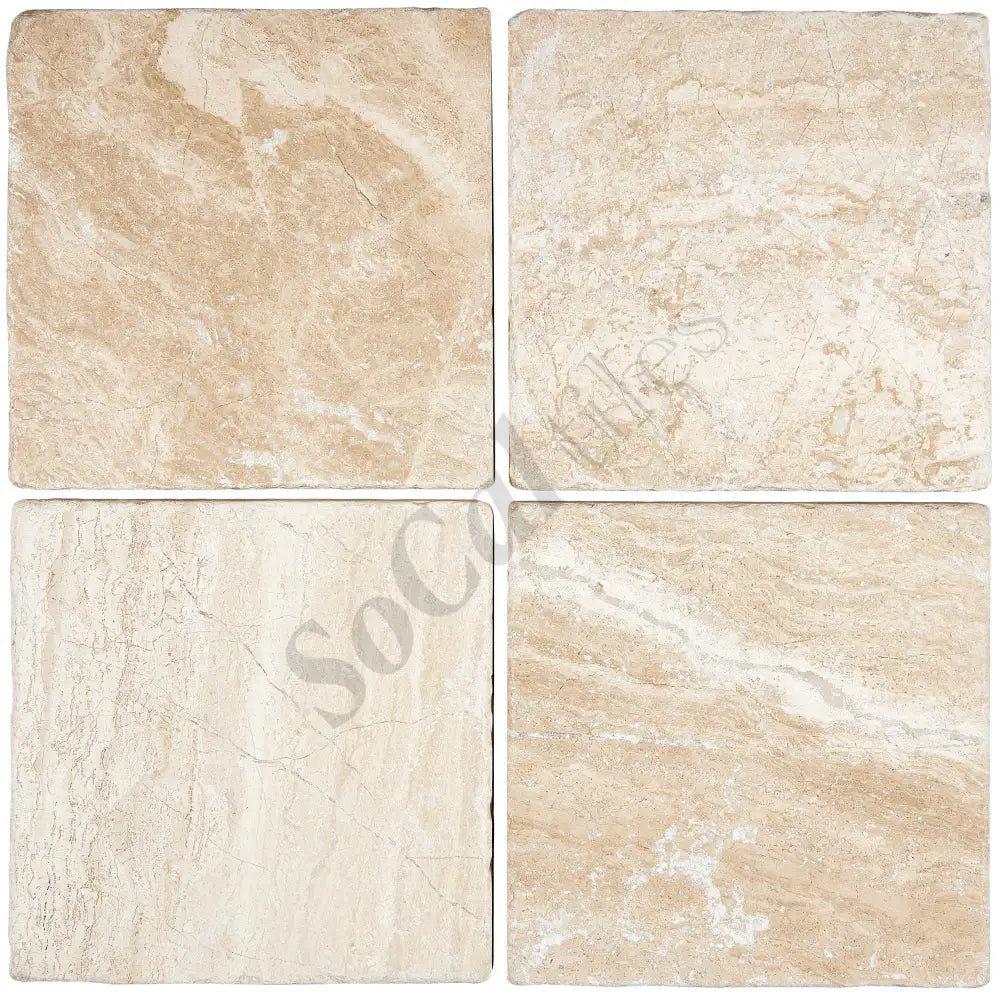Diano Royal (Queen Beige) Marble 6’’ X 6’’ Tile Tumbled Wall Tile