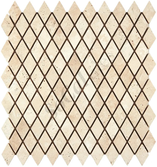 Durango Cream Travertine 1’’ X 2’’ Diamond Mosaic Tumbled Wall Tile