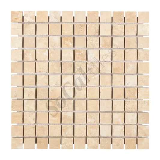 Durango Cream Travertine 1’’ X 1’’ Mosaic Tumbled Wall Tile