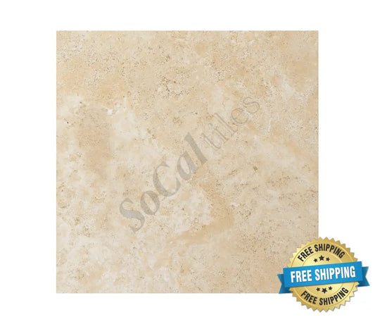 Durango Cream Travertine 16’’ X 16’’ Tile Micro-Beveled Filled & Honed Wall Tile