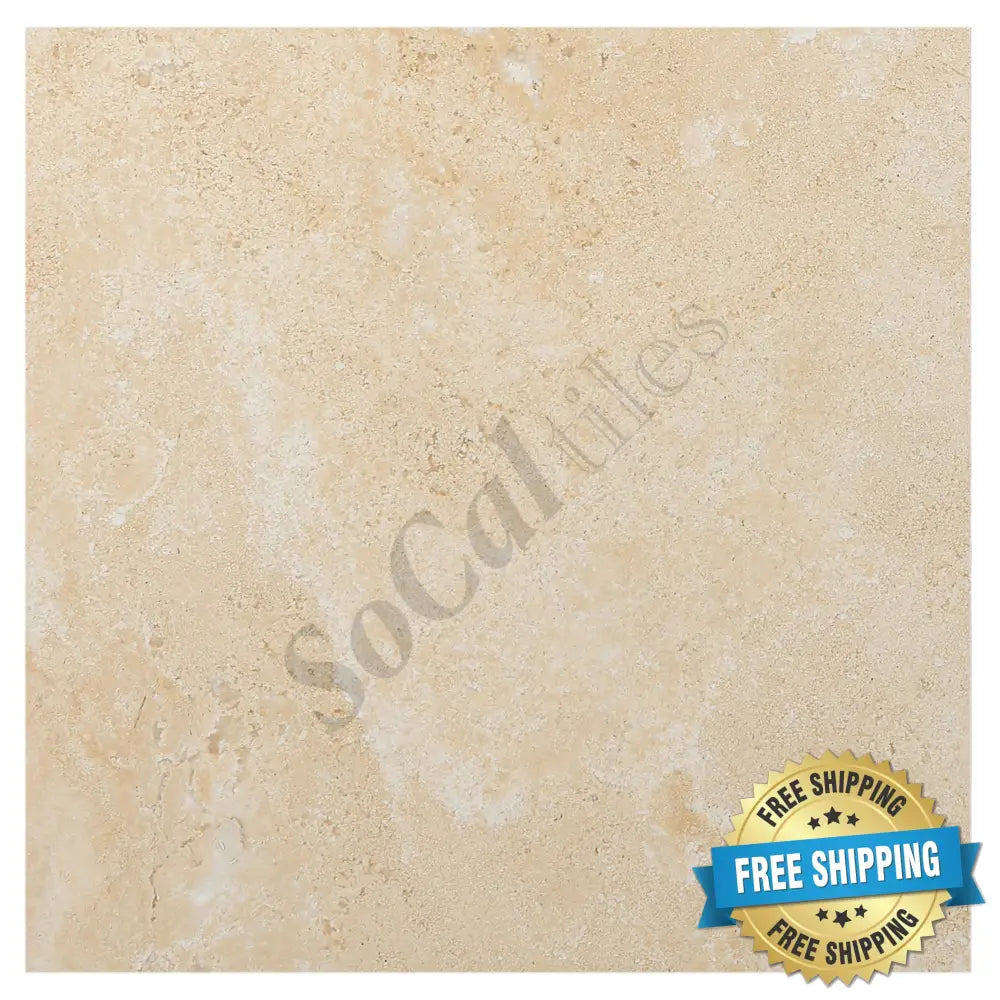 Durango Cream Travertine 24’’ X 24’’ Tile Micro-Beveled Filled & Honed Wall Tile