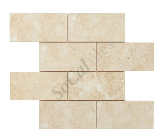Durango Cream Travertine 3’’ X 6’’ Tile Micro-Beveled Filled & Honed Wall Tile