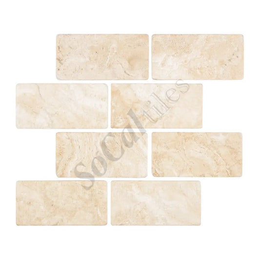 Durango Cream Travertine 3’’ X 6’’ Tile Tumbled Wall Tile