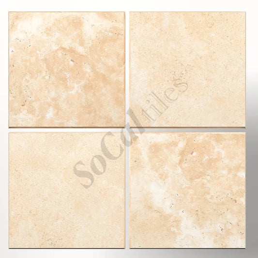 Durango Cream Travertine 6’’ X 6’’ Tile Micro-Beveled Filled & Honed Wall Tile