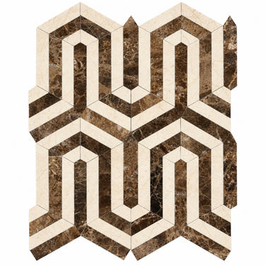 Emperador Dark Marble Mosaic - Berlinetta with Crema Marfil Dots