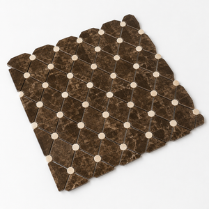 Emperador Dark Marble Mosaic - Stanza with Crema Marfil Dots