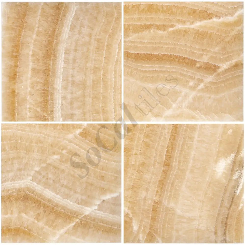Giallo Crystal Honey Onyx 18’’ X 18’’ Tile Micro-Beveled Polished Wall Tile