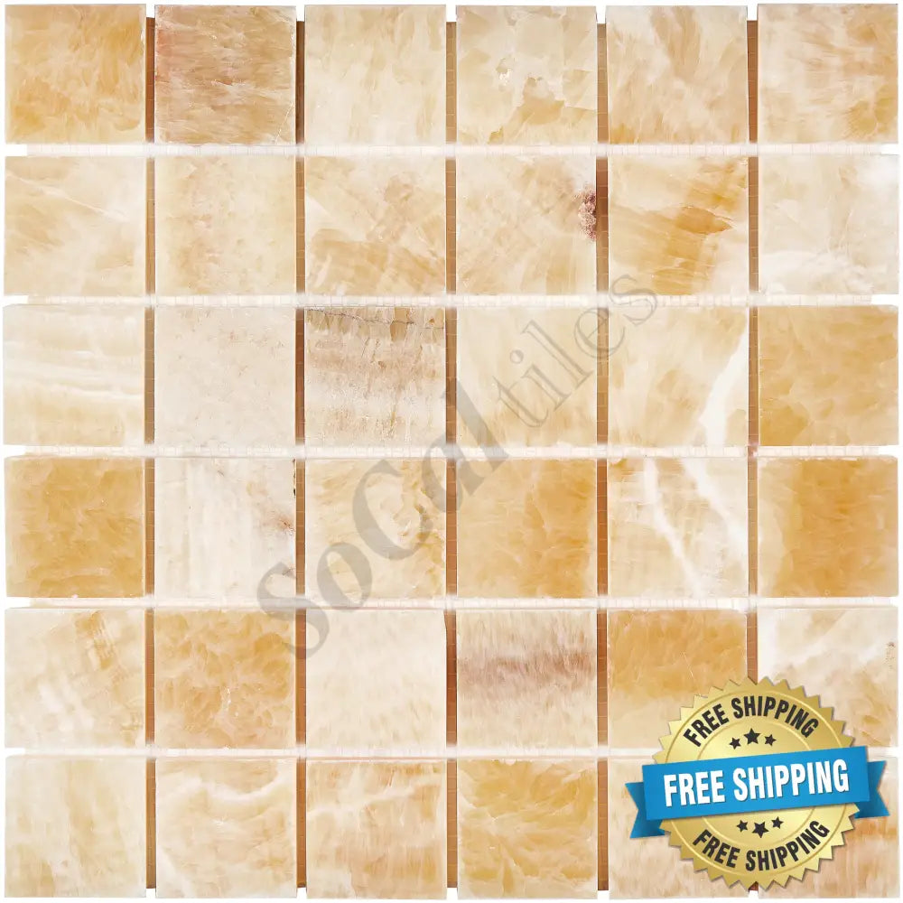 Giallo Crystal Honey Onyx 2’’ X 2’’ Mosaic Polished Backsplash Tile