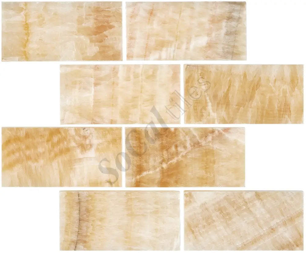 Giallo Crystal Honey Onyx 3’’ X 6’’ Tile Micro-Beveled Polished Wall Tile