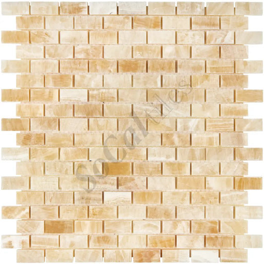 Giallo Crystal Honey Onyx 5/8’’ X 1-1/4’’ Brick Mosaic Polished Backsplash Tile