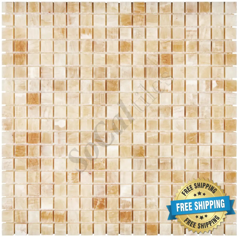 Giallo Crystal Honey Onyx 5/8’’ X 5/8’’ Mosaic Polished Backsplash Tile