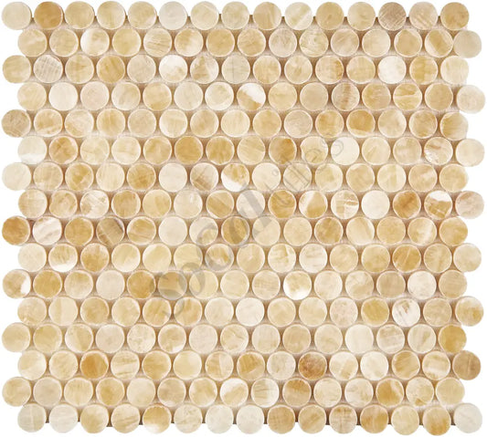 Giallo Crystal Honey Onyx Penny-Round Mosaic Polished Backsplash Tile