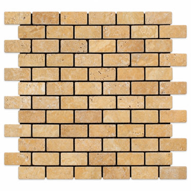 Gold/Yellow Travertine Mosaic - 1x2 Brick