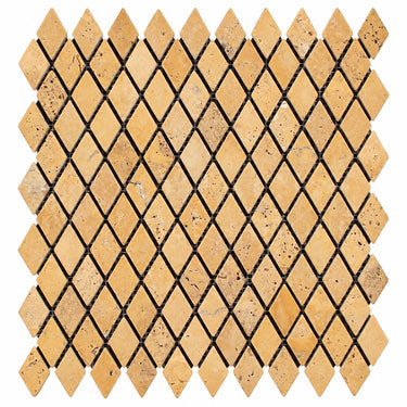 Gold/Yellow Travertine Mosaic - 1x2 Diamond