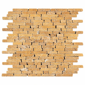 Gold/Yellow Travertine Mosaic - Random-Strip