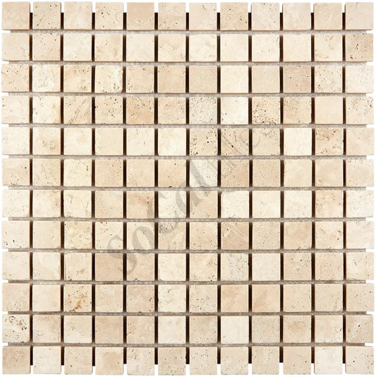 Ivory (Light) Travertine 1’’ X 1’’ Mosaic Tumbled / 1 sheet Wall Tile