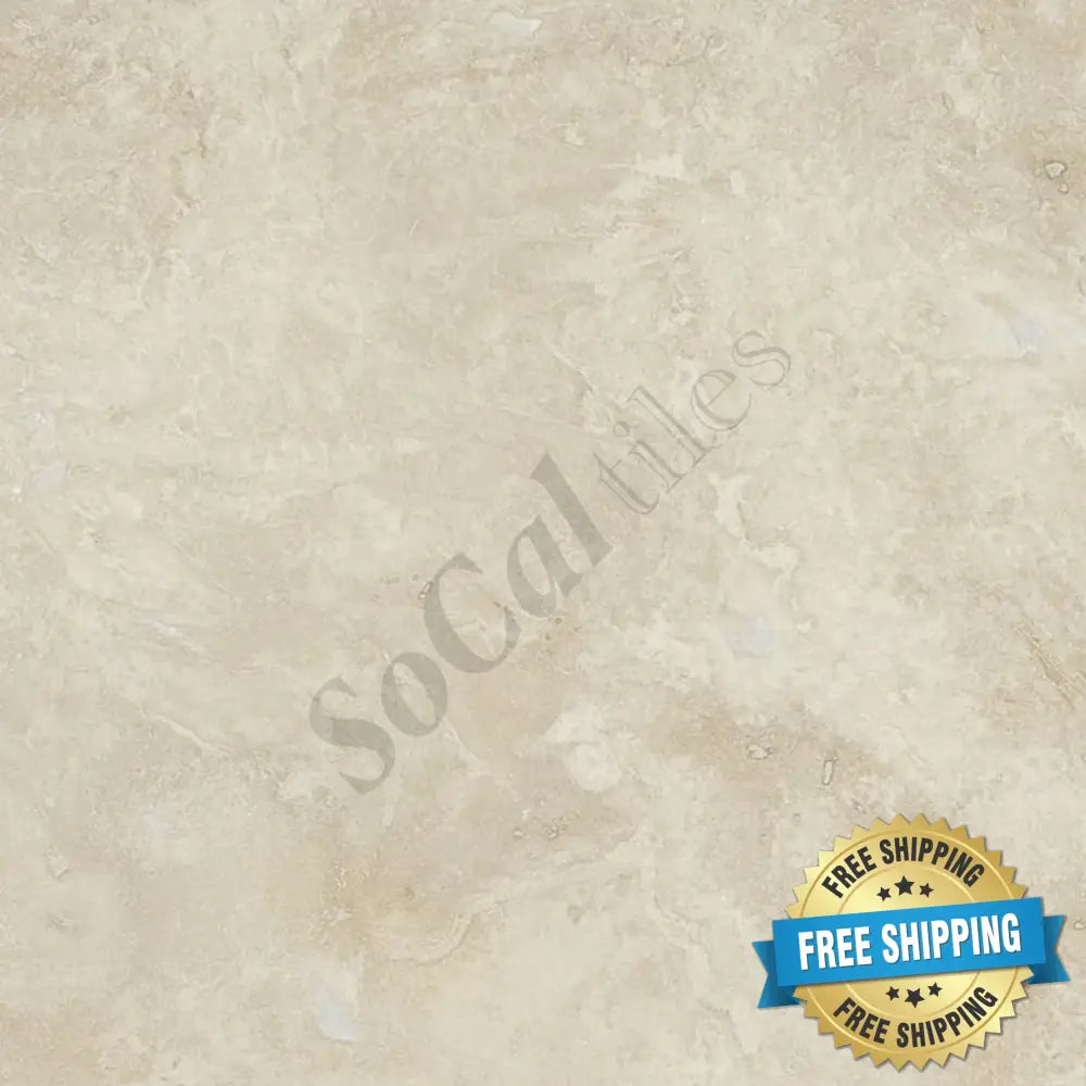 Ivory (Light) Travertine 12’’ X 12’’ Tile - (Cross-cut) Filled & Honed / 1 sq. ft. Wall Tile