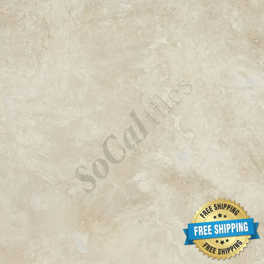 Ivory (Light) Travertine 12’’ X 12’’ Tile - (Cross-cut) Filled & Honed / 1 sq. ft. Wall Tile