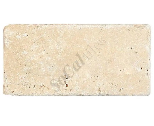 Ivory (Light) Travertine 3’’ X 6’’ Tile - (Cross-cut) Tumbled / 1 sq. ft. Wall Tile