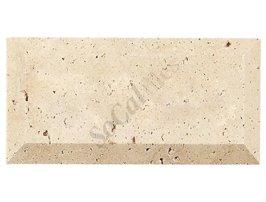 Ivory (Light) Travertine 3’’ X 6’’ Tile (Deep-Beveled) Honed Wall Tile